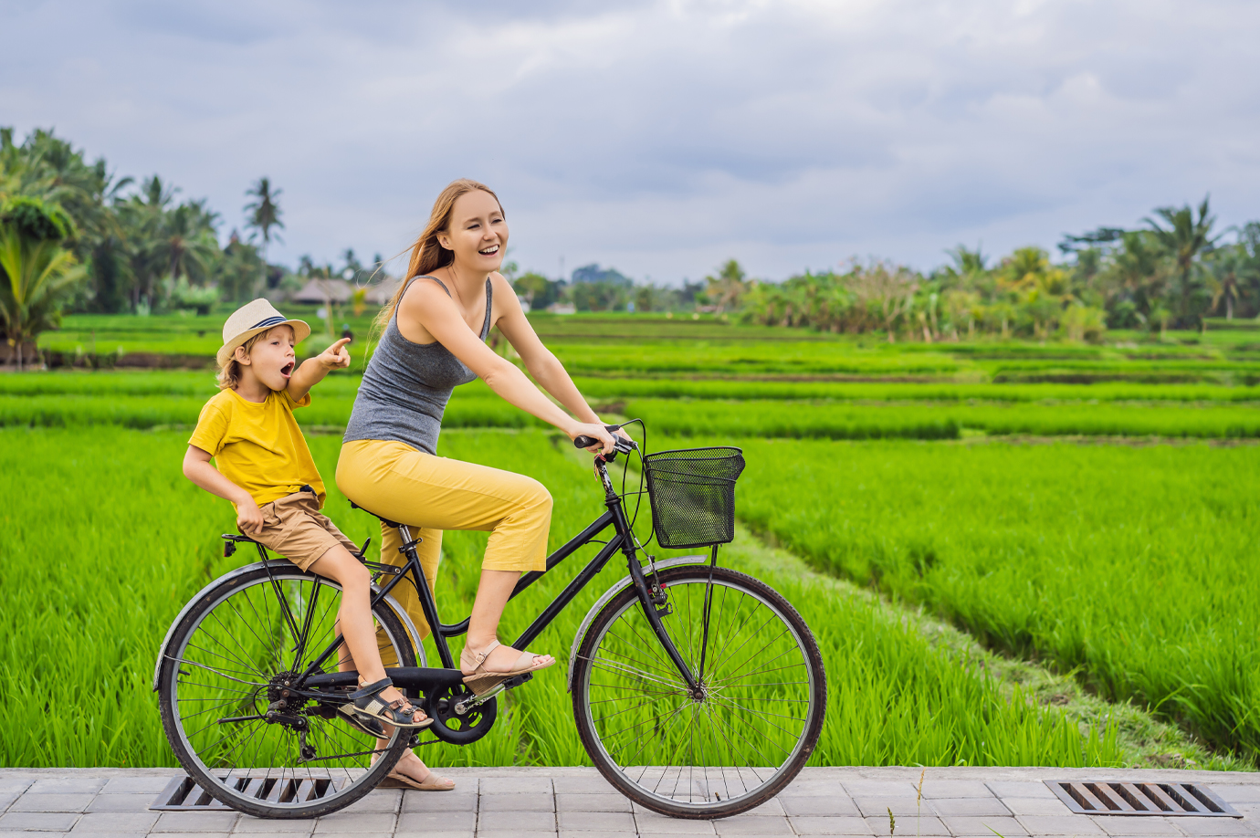 Biking Through the Lush Rice Fields of Bali